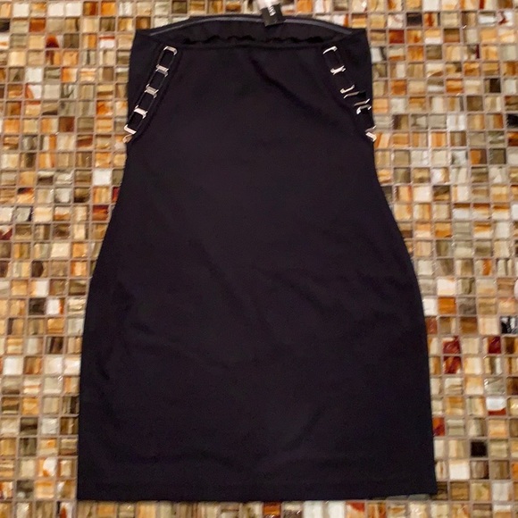 NWT Express Black Mini Dress w Open Buckle Cutouts - Picture 6 of 8